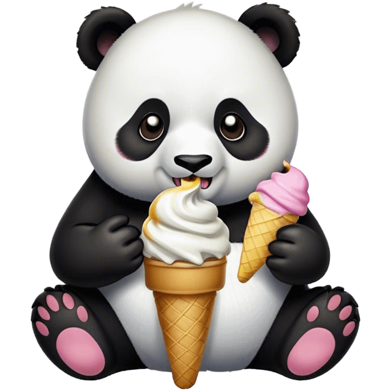 Panda eating ice cream emoji