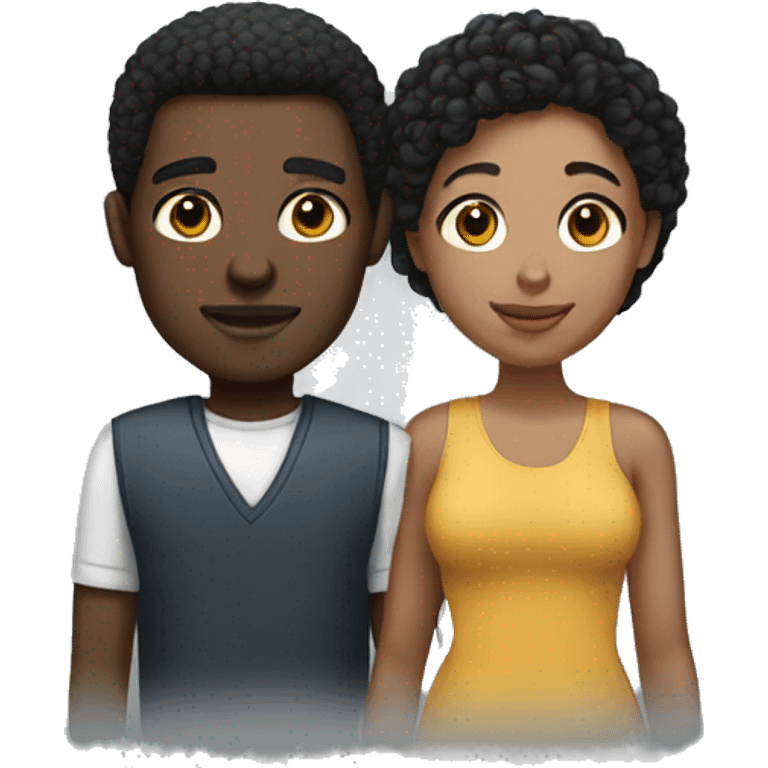 Black couple with a light skin man  emoji