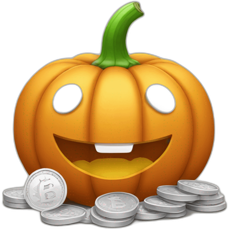 pumpkin covered inside with white coins emoji