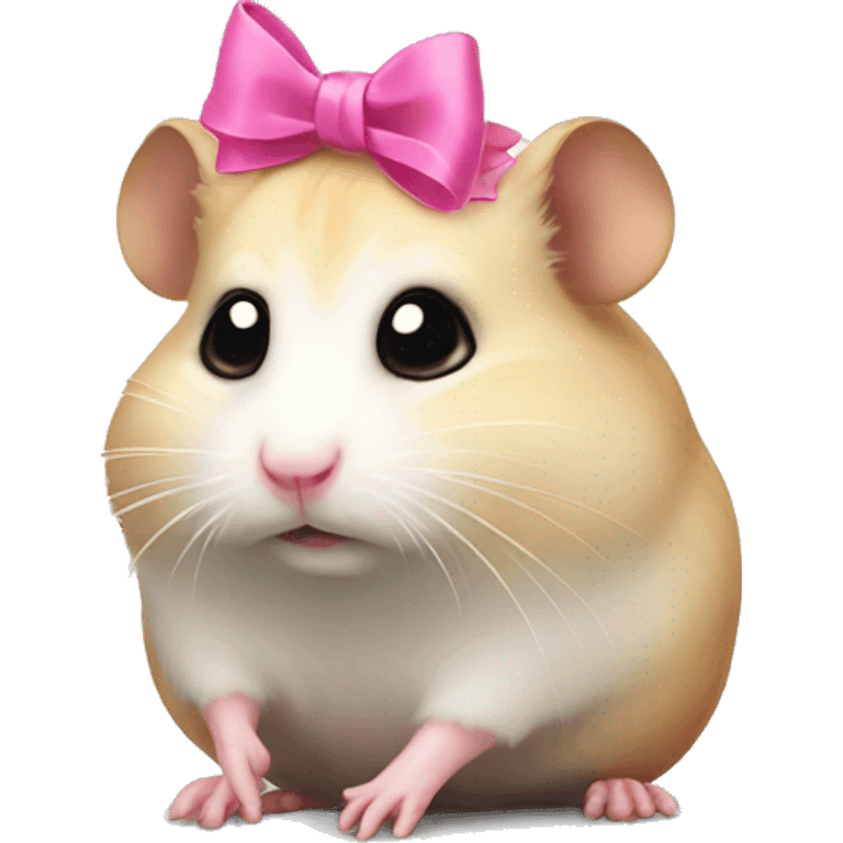 Sad hamster with a pink bow on head make it sadder emoji