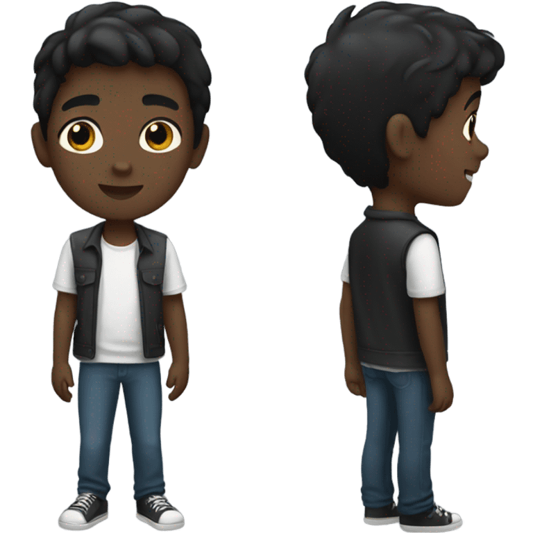 Kid black hair, boy, black skin emoji