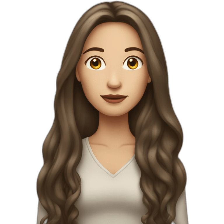 Brunnette woman with very long hair and long face light skin emoji