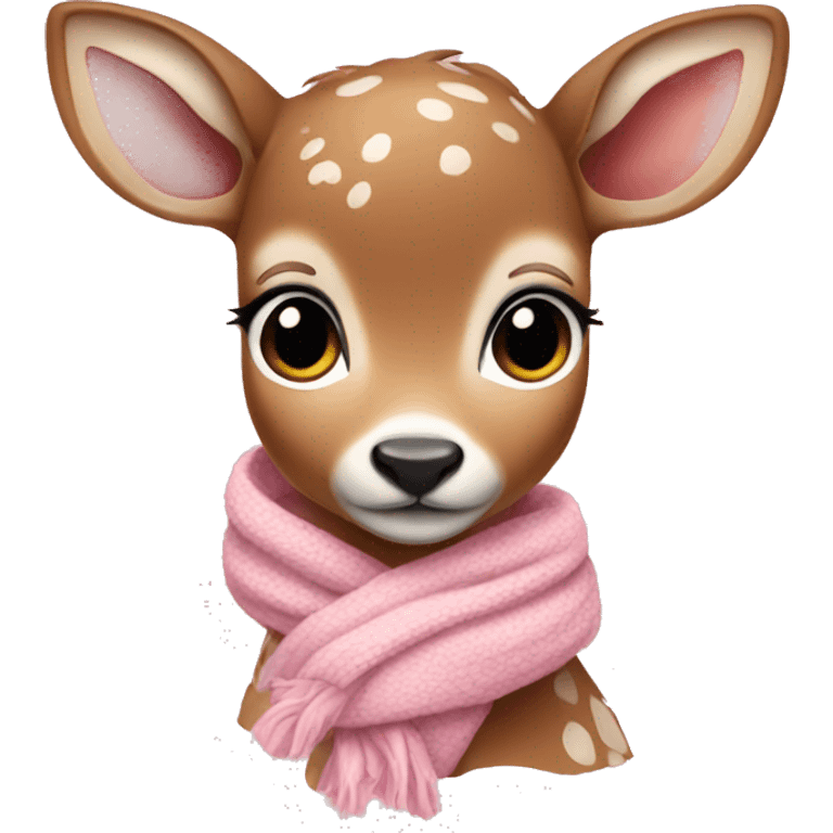 Fawn wearing baby pink scarf emoji