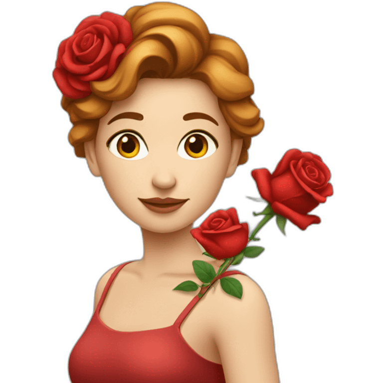 Fille qui donne une rose rouge emoji