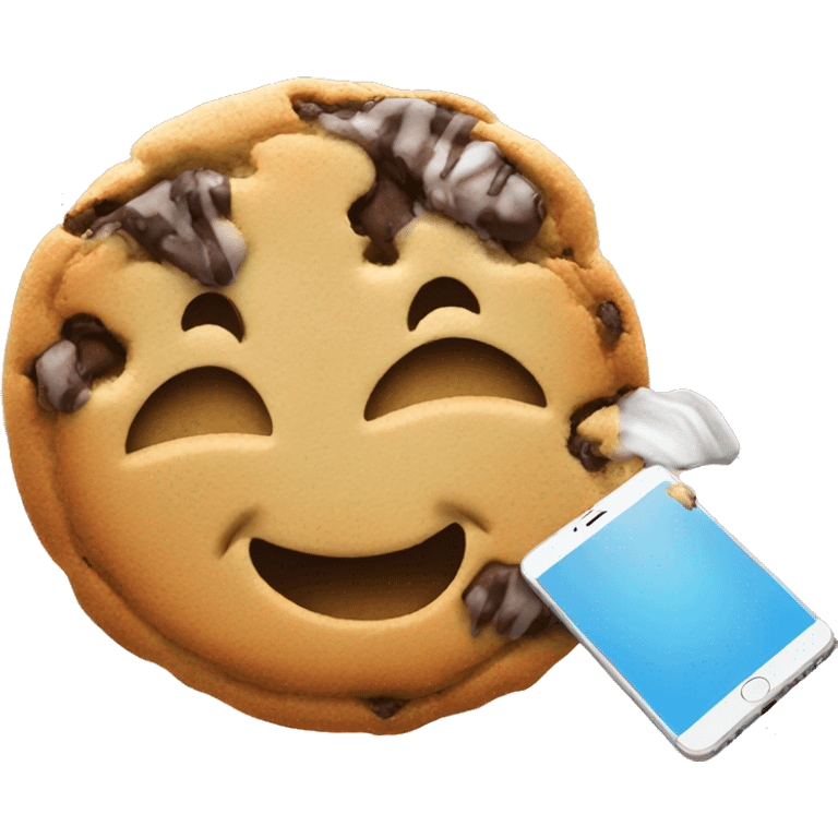 cookie eating a cooking on there phone emoji