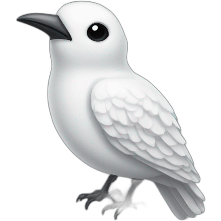 white tall bird with black eyes emoji