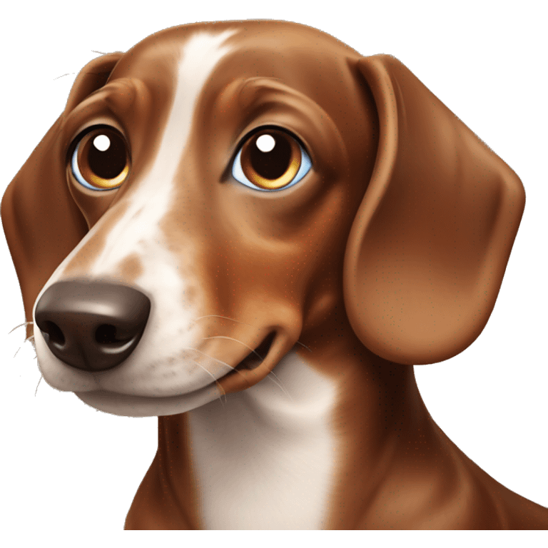 brown dachshund with white spots and blue eyes emoji