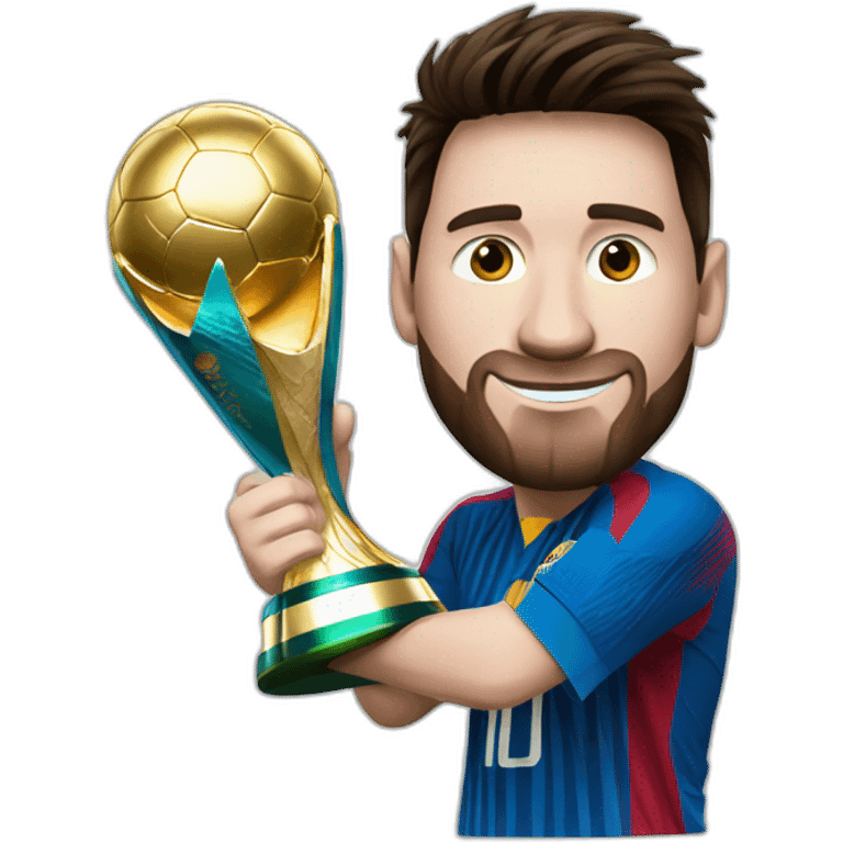 Messi with the world cup emoji