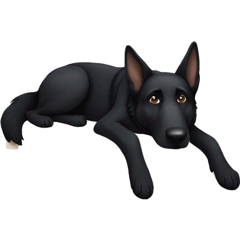 Black German shepherd dog laying down sleeping emoji