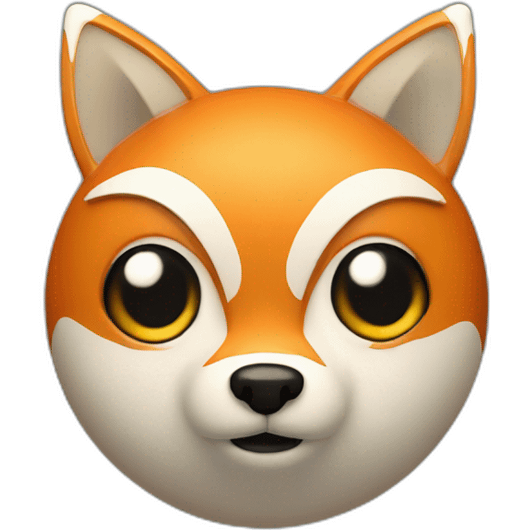 3d sphere with a cartoon Fox skin texture with big calm eyes emoji