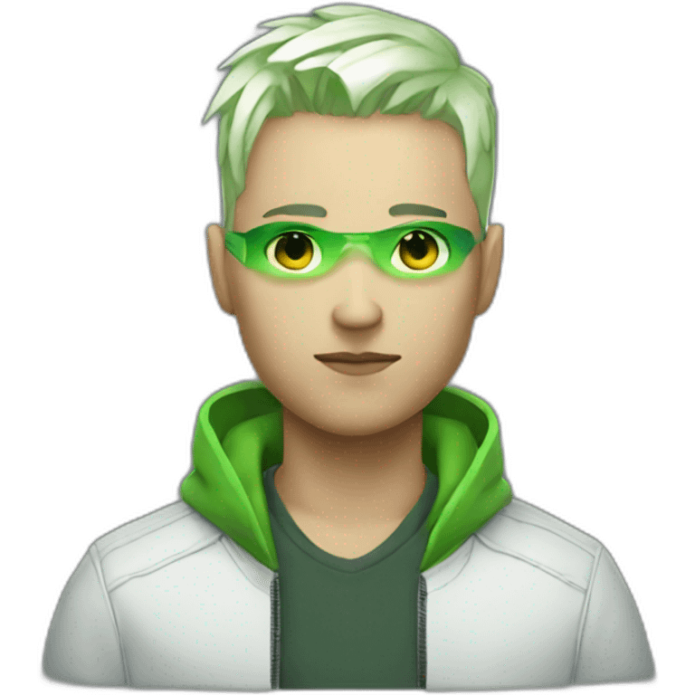 Cyberpunk White men with green gradient and short hair emoji