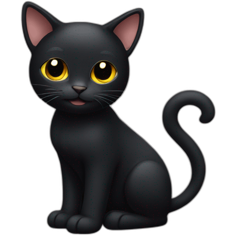 full black cat with big ears emoji