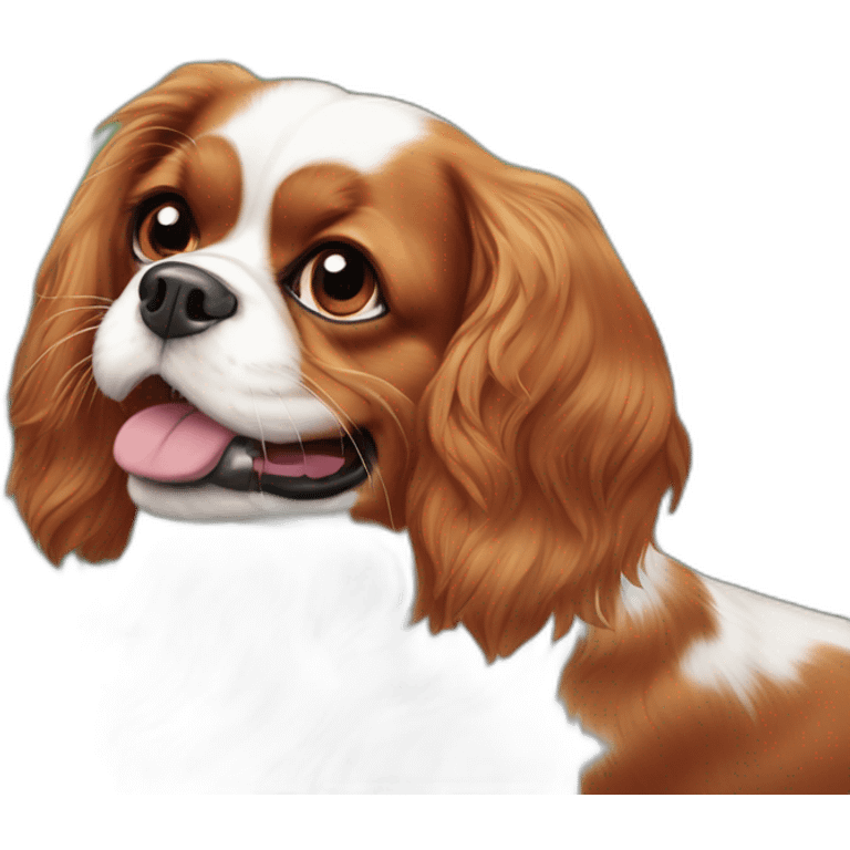 Un cavalier King Charles qui joue avec des papillons emoji