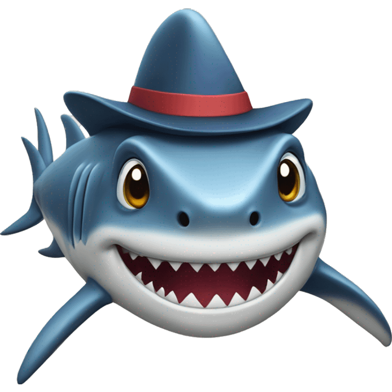 Shark with a top big hat emoji