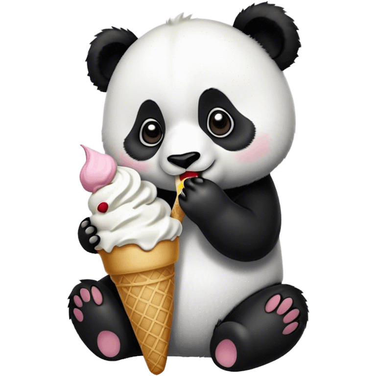 Panda eating ice cream emoji