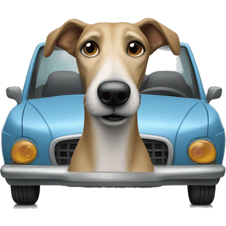 lurcher dog in car emoji