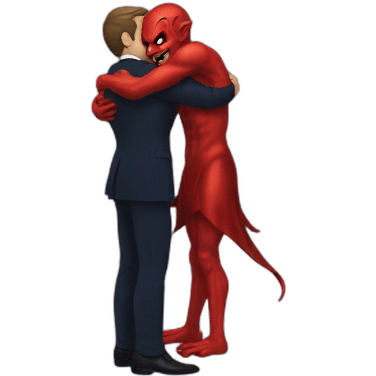 Macron hug the devil emoji