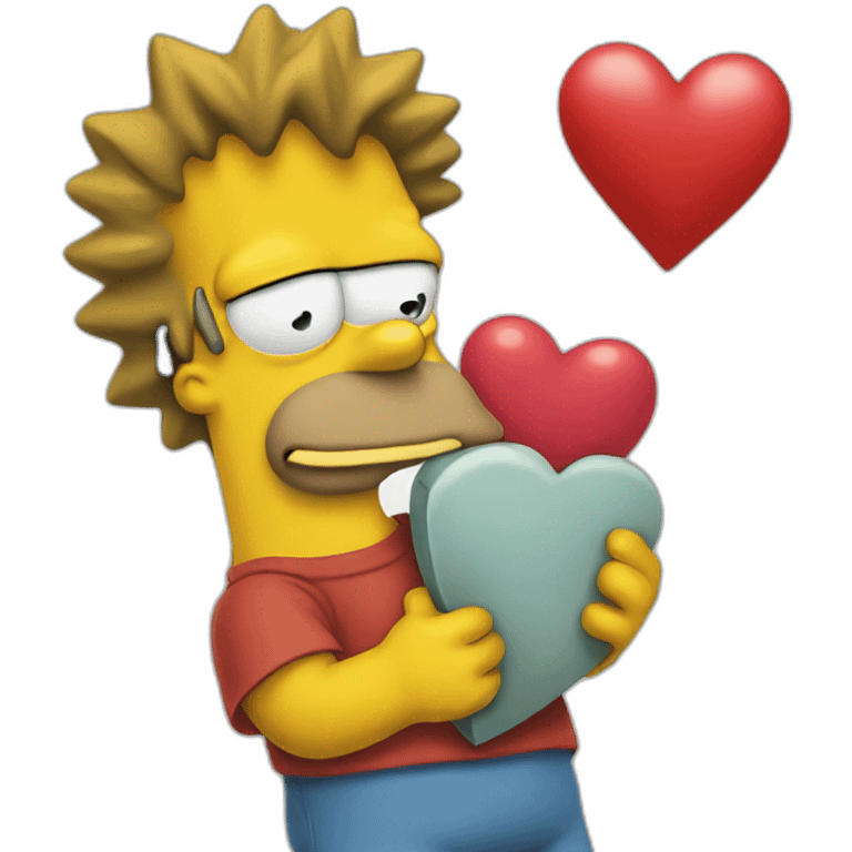 bart simpson holding a heart emoji