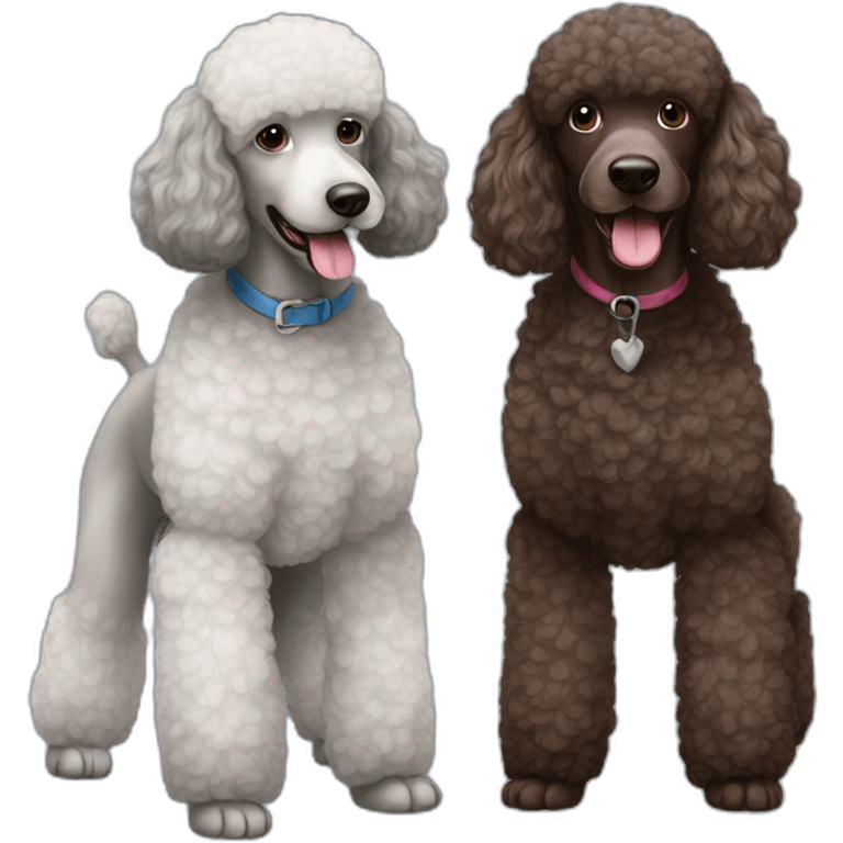 Chocolate and grey two poodles emoji