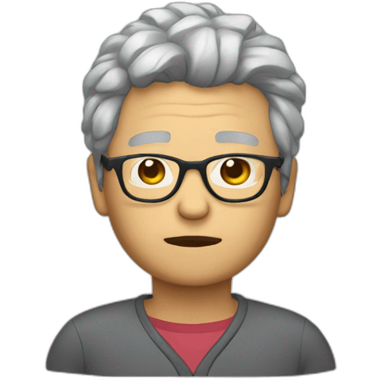 Chinese grey hair wear glasses thumb down emoji