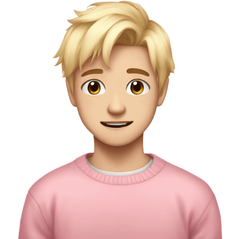 Cute Anime blonde hair Boy, pink pastel sweater  emoji