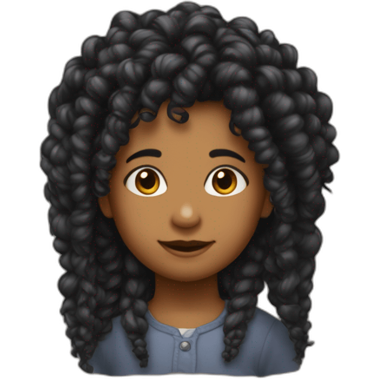 Enfant noire cheveux crépus frisés tressée avec des grosse lèvre emoji