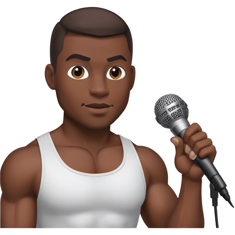 muscular man with microphone emoji