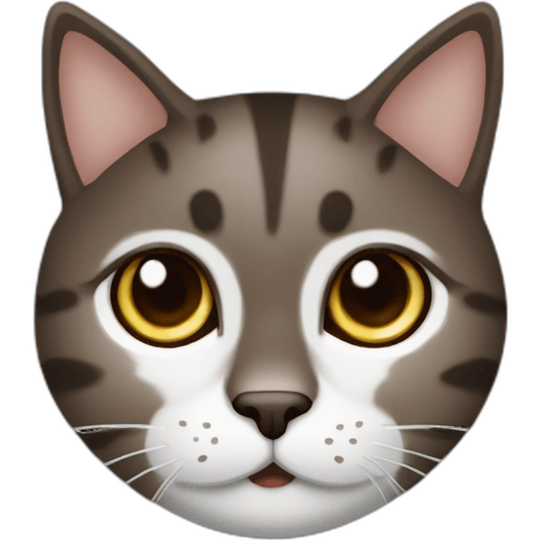 cat  dark Brown and wthite eyes ambar emoji