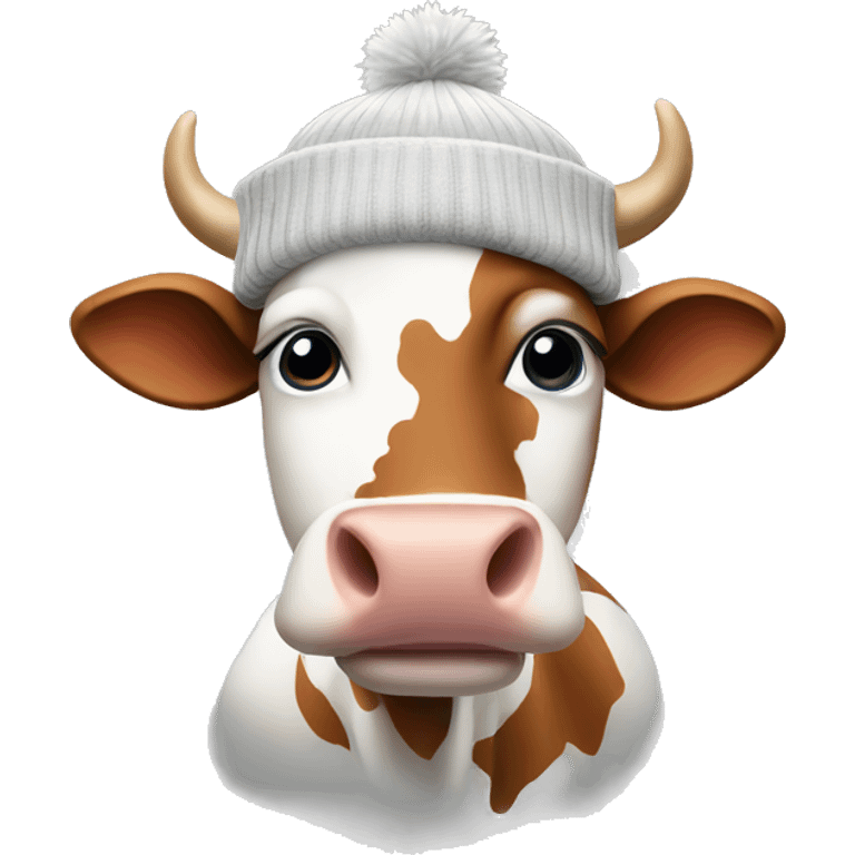 Cow with a beanie emoji