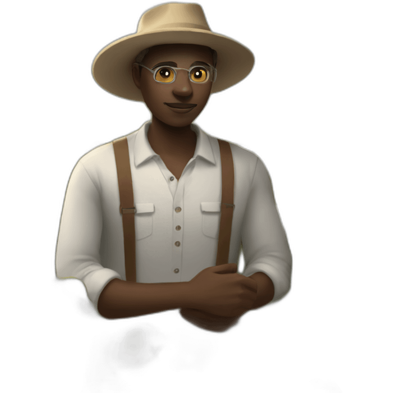 a black person in cotton field emoji