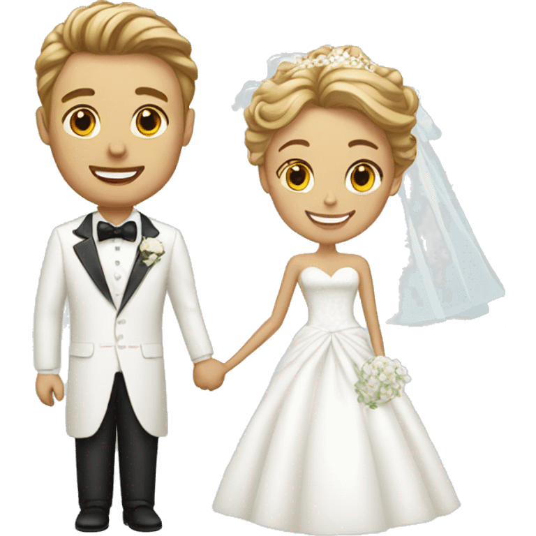 white bride and white groom emoji