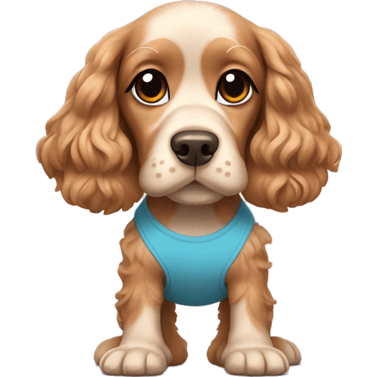 cocker spaniel wearing a yoga outfit emoji