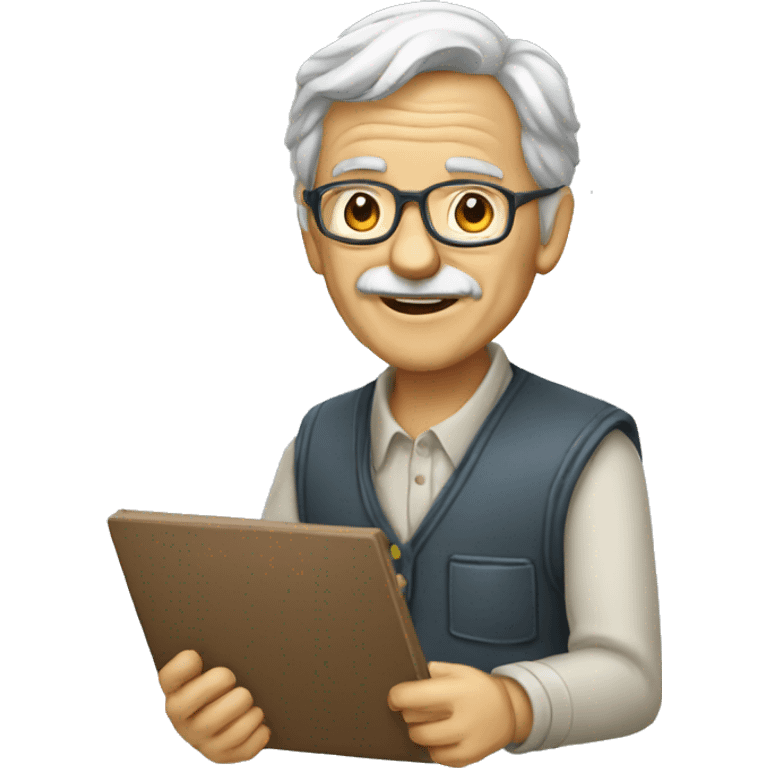 old programmer with notebool emoji