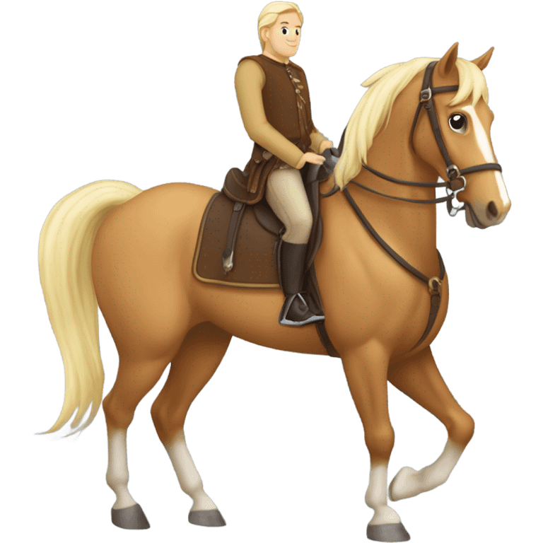 Cheval palomino cavalière brune galope  emoji