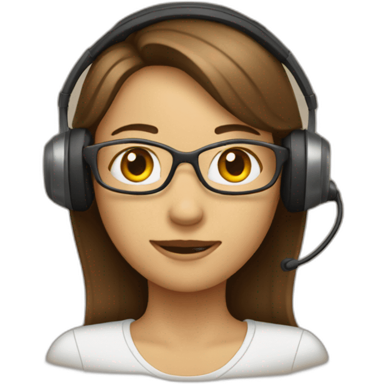 front profile of an emoji wearing an headset, women cocation  emoji