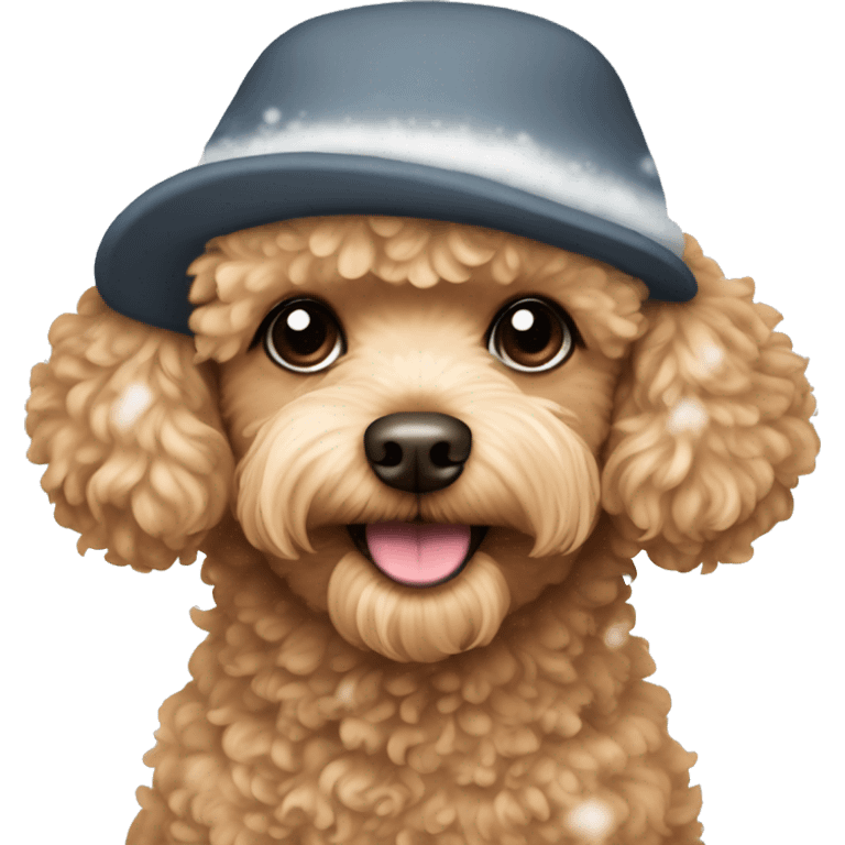 Apricot Toy poodle with snow hat emoji