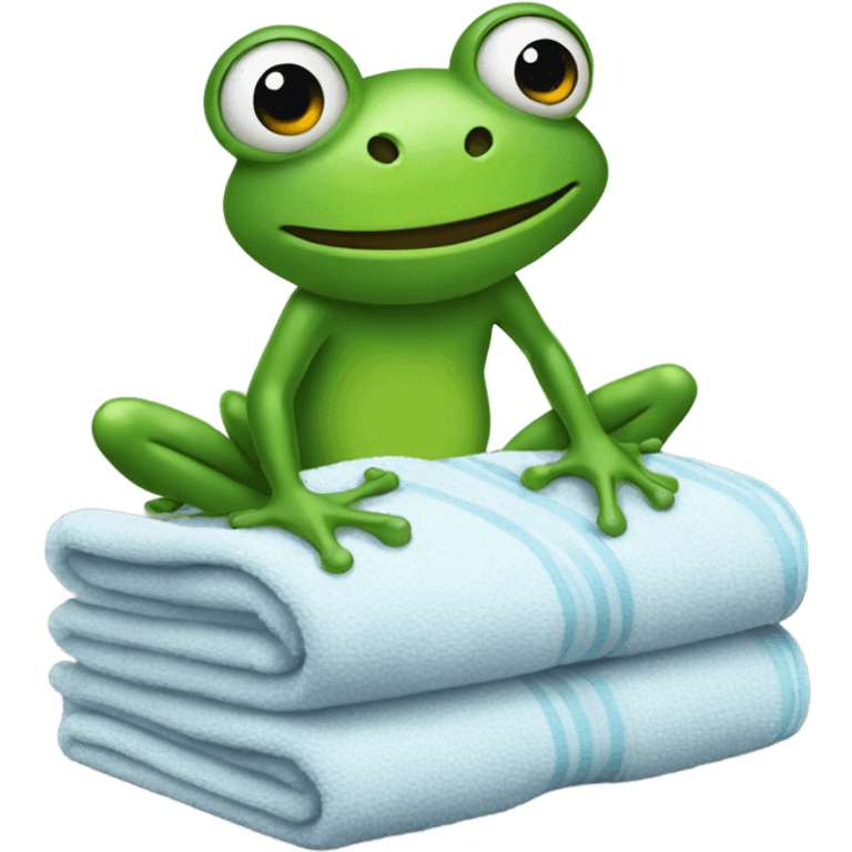 Frog picking up towel emoji