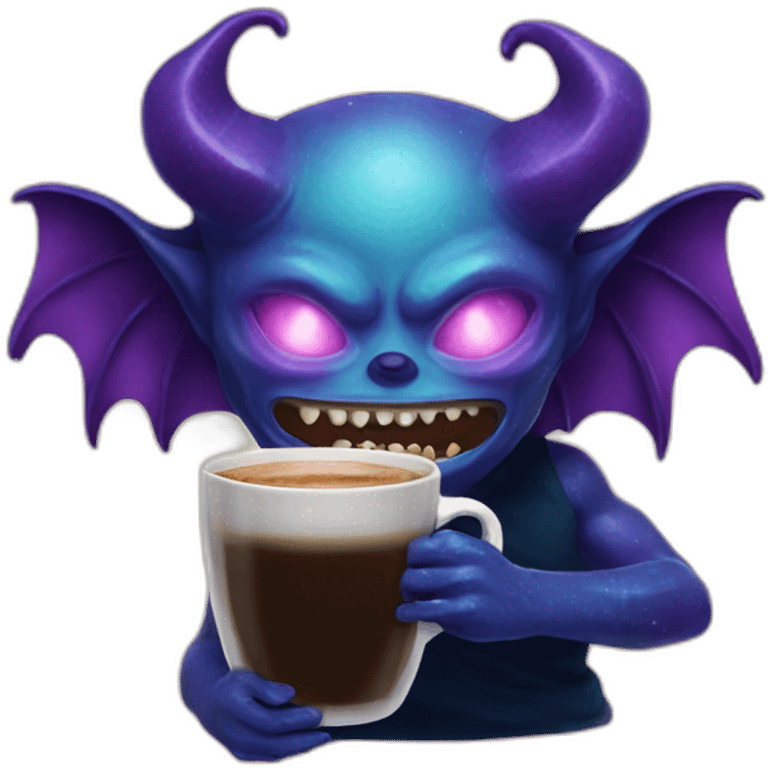 galaxy demon with coffee emoji