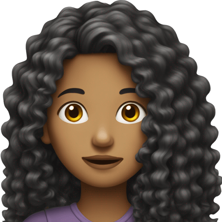 Long dark Curly hair girl  emoji