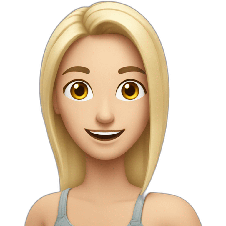 caucasian woman making a selfie and smiling emoji