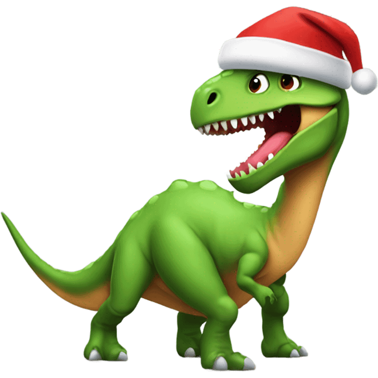 Dinosaur wearing Santa hat  emoji