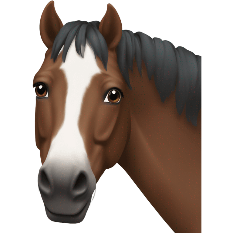 Bay horse with small white circle on forehead emoji