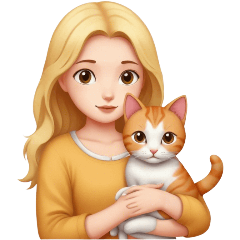 Girl with cat in hands emoji