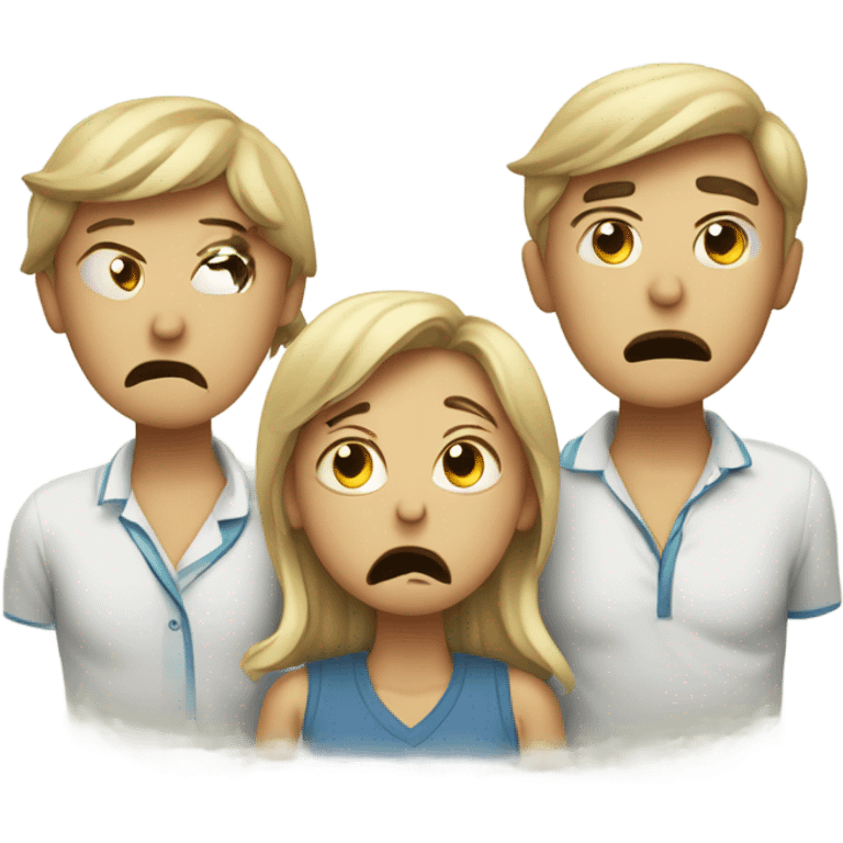 Three nauseous people emoji