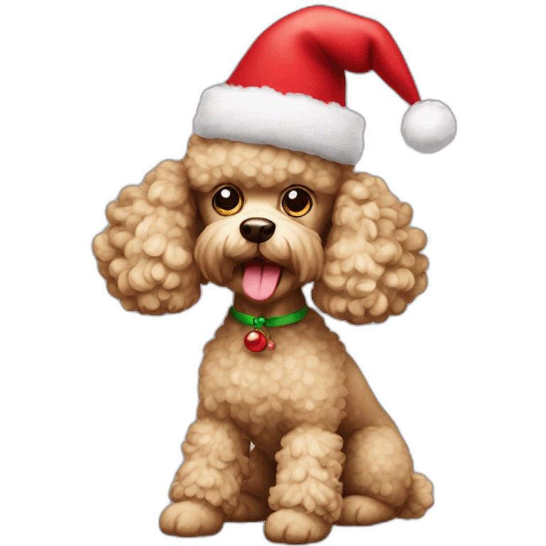 Poodle toy with Christmas hat emoji