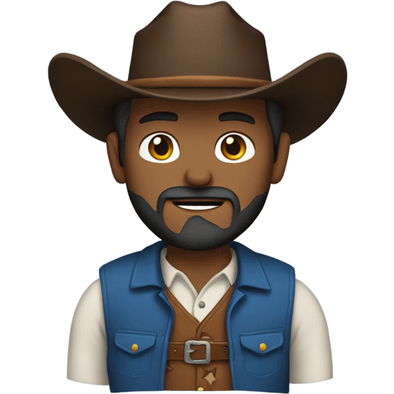 Cowboy with a  beard and blue vest and brown belt emoji