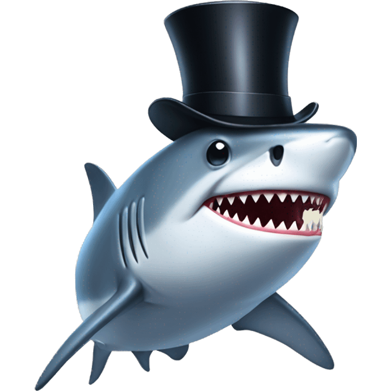 Shark with a top hat emoji