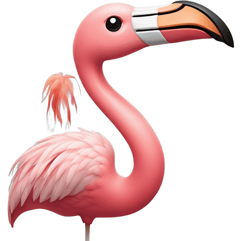 Flamingo with smoke hanging out his mouth emoji