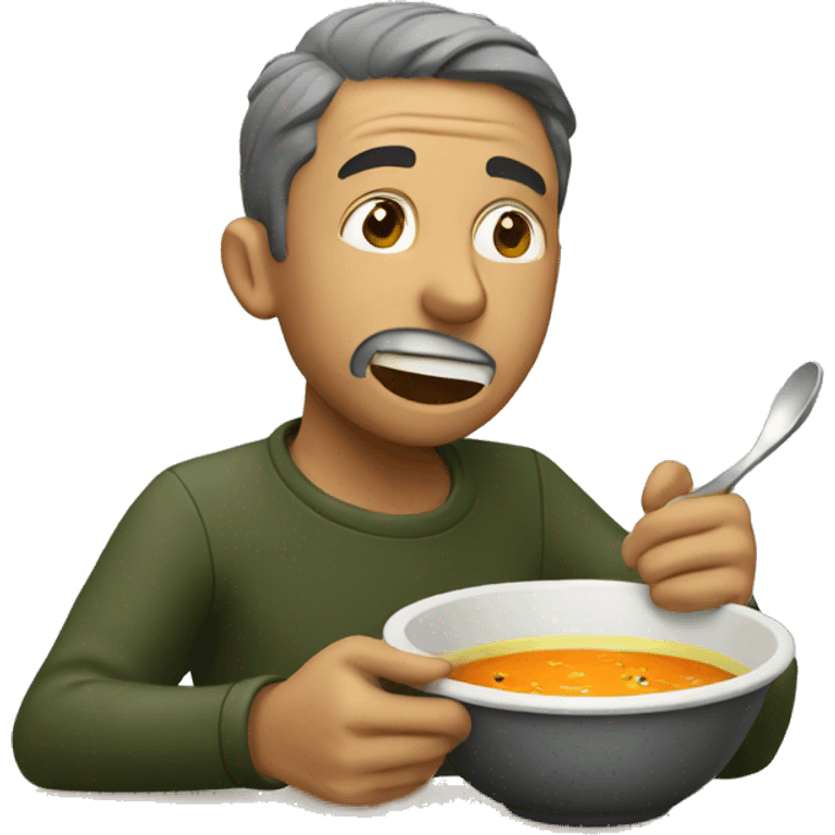 Man eating a bowl of soup passionately  emoji