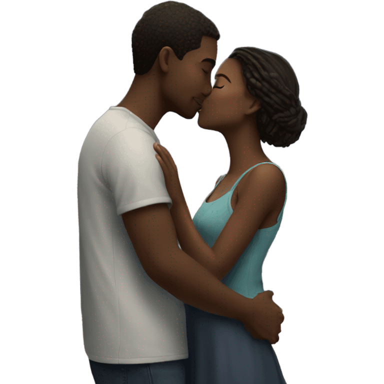 young beautiful couple kissing in the moonlight  emoji